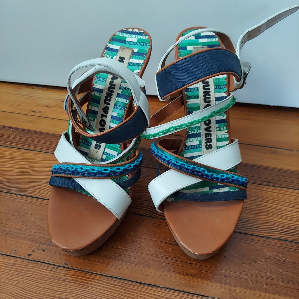 Harajuku Lovers Gwen Stefani Multicolor Strappy Chain Sandals